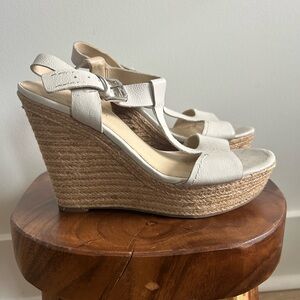 Marc Fisher Cream Wedge Sandals 8